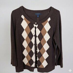 Land's End Argyle Cashmere Cardigan